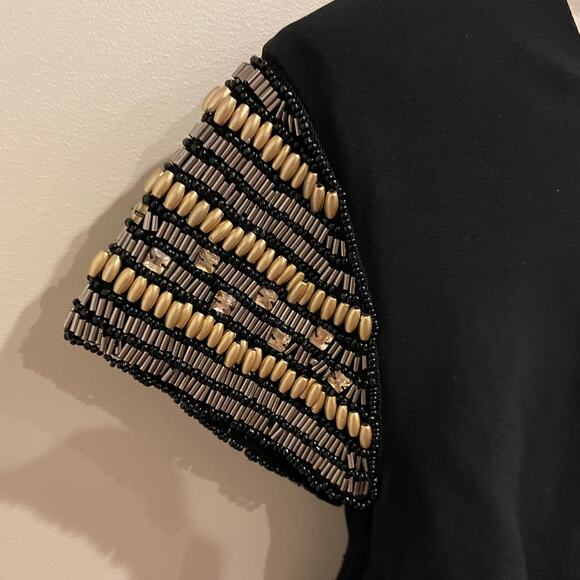 Guess Black Dress with Gold and Silver Beaded Arms Size 12 - Picture 4 of 8